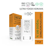 INCIA 100% Doğal Güneş Koruyucu Sun Stick Mineral Filtreli Hassas Cilt Bitkisel UVA UVB SPF50+ 15 gr
