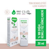 Siveno %100 Doğal Yüz Güneş Kremi Renkli Ton Eşitleyici Leke Karşıtı UVA UVB SPF 50+ 30 ml