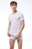 Malabadi 085 Erkek Modal V Yaka Kısa Kol İnce Yaz Serinliği T-shirt