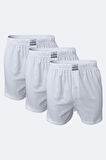 Erkek Gri 3 Lü Paket Geniş Kalıp Büyük Beden Boxer %100 Pamuk Battal Boy 3m024