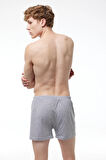 Erkek Gri 3 Lü Paket Geniş Kalıp Büyük Beden Boxer %100 Pamuk Battal Boy 3m024