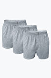 Erkek Gri 3 Lü Paket Geniş Kalıp Büyük Beden Boxer %100 Pamuk Battal Boy 3m024