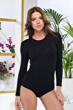 Malabadi 137 Kadın Modal Uzun Kol Bisiklet Yaka Çıtçıtlı Body & Bodysuit