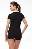 Malabadi 191 Kadın Modal Kısa Kol USA ( Bisiklet ) Yaka T-shirt & Body