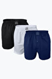 Erkek Gri 3 Lü Paket Geniş Kalıp Büyük Beden Boxer %100 Pamuk Battal Boy 3m024