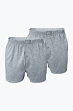 Erkek Gri 2 Li Paket Geniş Kalıp Büyük Beden Boxer %100 Pamuk Battal Boy 90024 4xl/5xl/6xl/7xl