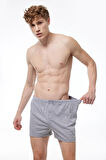 Erkek Gri 2 Li Paket Geniş Kalıp Büyük Beden Boxer %100 Pamuk Battal Boy 90024 4xl/5xl/6xl/7xl