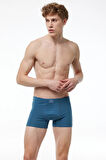Erkek Desenli Beyaz Lacivert 3 lü Pamuk Elastan Boxer 3M074
