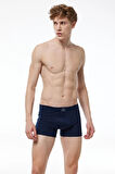 Erkek Desenli Beyaz Lacivert 3 lü Pamuk Elastan Boxer 3M074