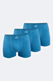 Erkek Desenli Beyaz Lacivert 3 lü Pamuk Elastan Boxer 3M074