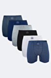Erkek Desenli 6 lı Pamuk Elastan Uzun Boxer 073