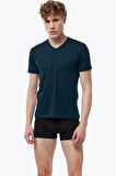 Malabadi 085 Erkek Modal V Yaka Kısa Kol İnce Yaz Serinliği T-shirt