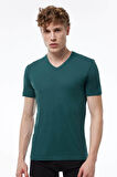 Malabadi 085 Erkek Modal V Yaka Kısa Kol İnce Yaz Serinliği T-shirt