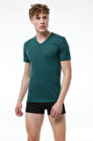 Malabadi 085 Erkek Modal V Yaka Kısa Kol İnce Yaz Serinliği T-shirt