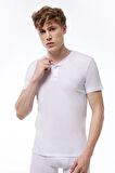 Erkek Beyaz Düğmeli Yaz Serinliği T-shirt 083
