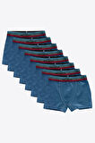 Erkek Çocuk Mavi 8 Li Paket Pamuk Elastan Boxer 208