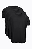 Siyah Beyaz Füme 3 lü Paket Erkek Tişört Loose Fit / %100 Pamuk Bol Rahat Kesim 6040
