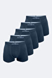 Erkek Lacivert 5 Li Pamuk Elastan Boxer 5m075