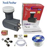 Next 4'Lü Çanak Anten Lnb'si+25 Metre Next Kablo+4 Adet Contalı Konnektör