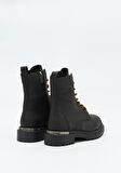 Black Hakiki Deri Kadın Bot & Bootie HD0777002303