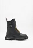 Black Hakiki Deri Kadın Bot & Bootie HD0777002503