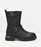 Black Hakiki Deri Kadın Bot & Bootie HD0777002203