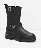 Black Hakiki Deri Kadın Bot & Bootie HD0777002203