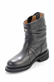 Black Hakiki Deri Kadın Bot & Bootie HD0777063403