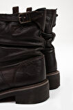 Dark Brown Hakiki Deri Kadın Bot & Bootie HD0777063403