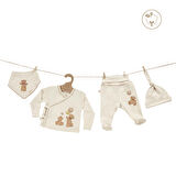FLUFFY BEAR Organik Yenidoğan Seti - 4 Parça | Organik Mini Yenidoğan Set
