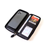 Telefon Bölmeli Fermuarlı Cüzdan Büyük Paraportföy El Çantası SİYAH