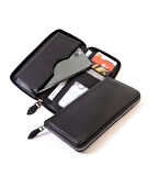 Telefon Bölmeli Fermuarlı Cüzdan Büyük Paraportföy El Çantası SİYAH