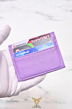 Kadın Kartlık Vegan Deri Minimal Model 6 Kart - 1 Kâğıt Para Bölmeli Lila