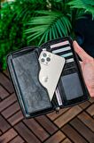 Telefon Bölmeli Unisex Deri Portföy Kartlık Uzun Cüzdan XCLUB CRAZY SİYAH