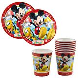 Mickey Mouse Temalı Karton Tabak Bardak Seti - 8 Kişilik