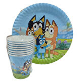 Bluey Temalı Karton Tabak Bardak Seti - 8 Kişilik