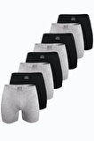 Erkek Düz Karışık Renk 8 li Premium Collection Modal Uzun Boxer 8M250