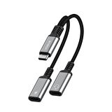 Syrox DT40T-TT Type 3.0 Type-C /Type-C / Type- C Dönüştürücü Kulaklık Şarj Dönüştürücü Hasir Kablolu Gri