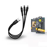 Syrox C144 2.4A Hasir 3 in 1 2 x Type-C  1 x Lightnıng İphone  & Data Kablosu
