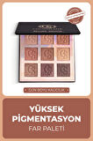 Nude Shine 9 Renk Göz Farı Paleti, Yüksek Pigmentasyon, Topaklanmaz, Kolay Dağılım