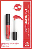 Soft Matte Likit Mat Ruj 06 Nude Ruby, E Vitamini, Avokado Yağı, Kremsi Doku, Mat Bitiş, Bulaşmaz