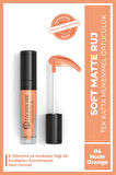 Soft Matte Likit Mat Ruj 04 Nude Orange, E Vitamini, Avokado Yağı, Kremsi Doku, Mat Bitiş, Bulaşmaz