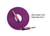 Diwu AUX Stereo 3.5mm Data Ses Örgü Kablo Pembe