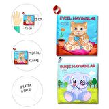 2 Kitap Tox Evcil Hayvanlar ve Vahşi Hayvanlar Kumaş Sessiz Kitap T110/T111 - Bez Kitap , Eğitici Oyuncak , Yumuşak ve Hışırtılı