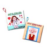 2 Kitap Tox Aile Bireyleri ve Meslekler Kumaş Sessiz Kitap T109/T112 - Bez Kitap , Eğitici Oyuncak , Yumuşak ve Hışırtılı