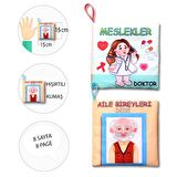 2 Kitap Tox Aile Bireyleri ve Meslekler Kumaş Sessiz Kitap T109/T112 - Bez Kitap , Eğitici Oyuncak , Yumuşak ve Hışırtılı