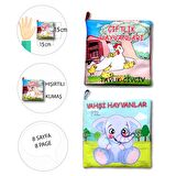 2 Kitap Tox Çiftlik Hayvanlar ve Vahşi Hayvanlar Kumaş Sessiz Kitap T58/T111 - Bez Kitap , Eğitici Oyuncak , Yumuşak ve Hışırtılı