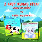 2 Kitap Tox Çiftlik Hayvanlar ve Vahşi Hayvanlar Kumaş Sessiz Kitap T134/T111 - Bez Kitap , Eğitici Oyuncak , Yumuşak ve Hışırtılı