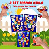 3 Set - 30 Parça Tox Evcil , Vahşi Hayvanlar ve Emojiler Parmak Kukla T77-2 T78-2 T106