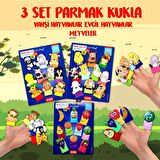 3 Set - 30 Parça Tox Evcil , Vahşi Hayvanlar ve Meyveler Parmak Kukla T77-1 T78-1 T105
